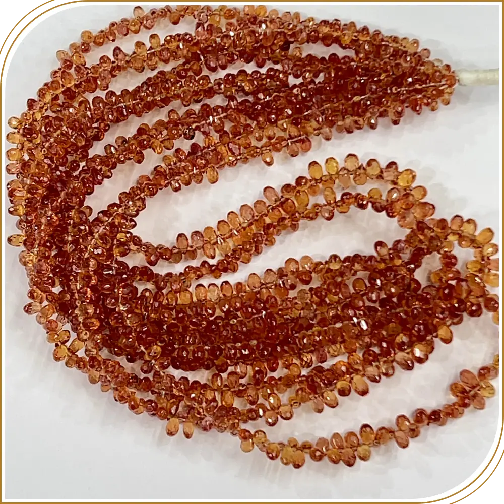 Natural Dark Honey Color Precious Sapphire Faceted Briolette Tiny Teardrops Beads Size 4mm 16 Inches Strand