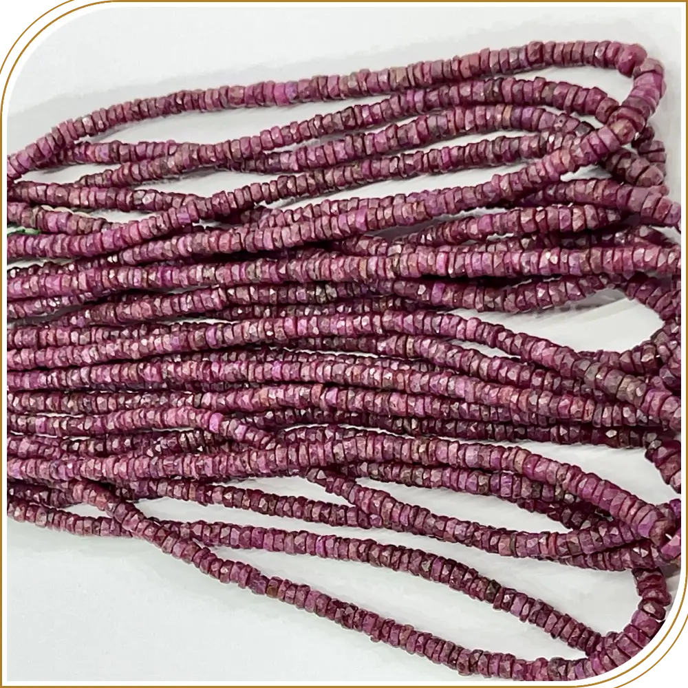 Natural Precious Ruby Loose Gemstone Faceted Heishi Shape Beads Size 5 to 6mm16 Inches Strand