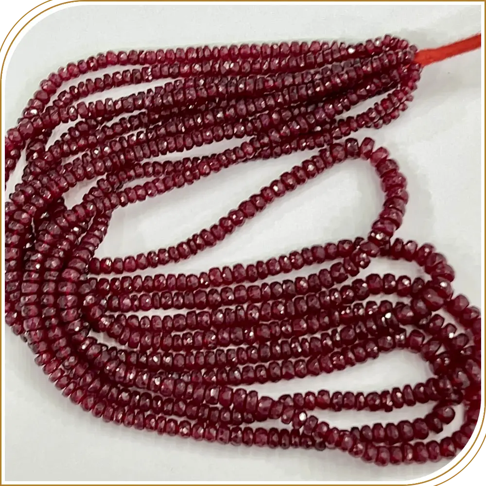 Natural Precious Longdo Ruby Loose Gemstone Faceted Rondelle Beads Si3 3.5mm to 4mm 16 Inches One Strand