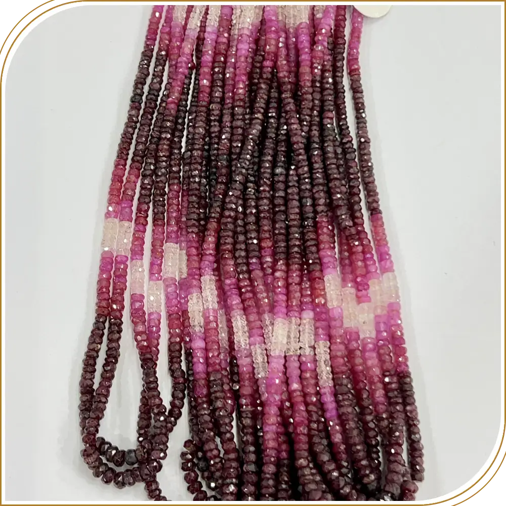Natural Precious Ruby Loose Gemstone Shaded Faceted Rondelle Beads Si3 3.5mm to 4mm 16 Inches One Strand