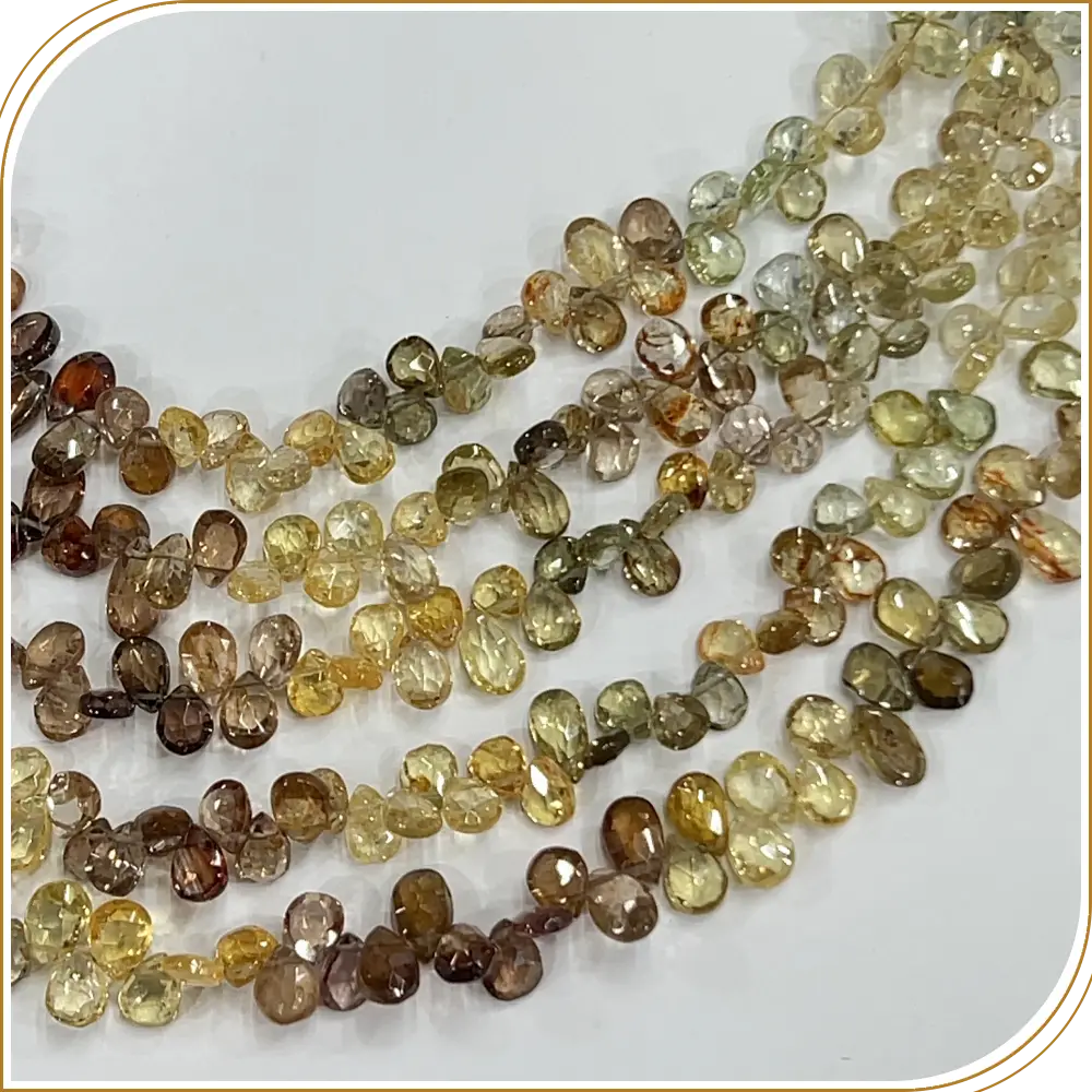 Natural Zirconia From the Earth Loose Gemstone Faceted Briolette Pear drops Size 4 to 5mm 8 Inches Strand