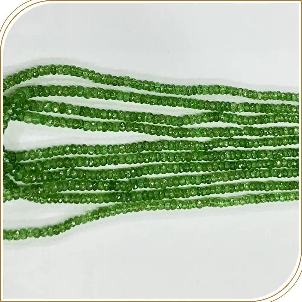 Natural Tsavorite Bright Color  Loose Gemstone Beads Faceted Rondelle Beads Shape Size 3mm 17 Inches Strand