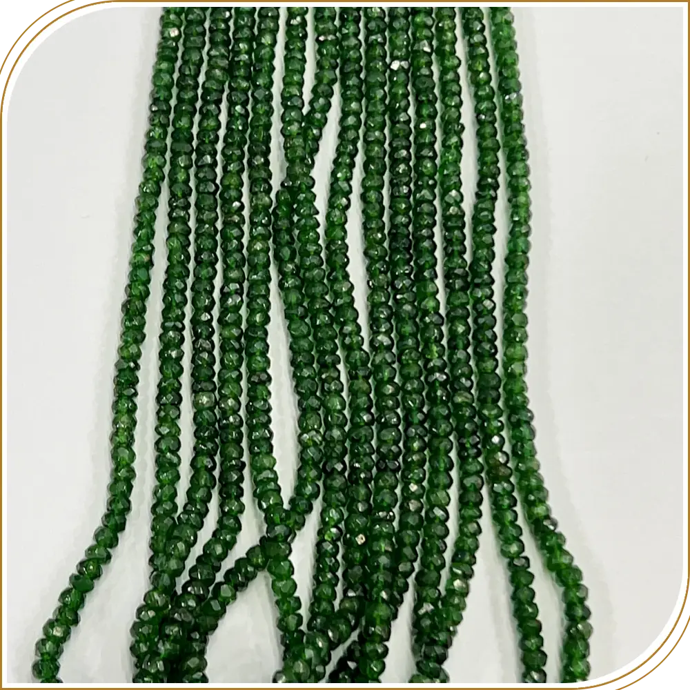 Natural Tsavorite Dark Color Loose Gemstone Beads Faceted Rondelle Beads Shape Size 3mm 17 Inches Strand