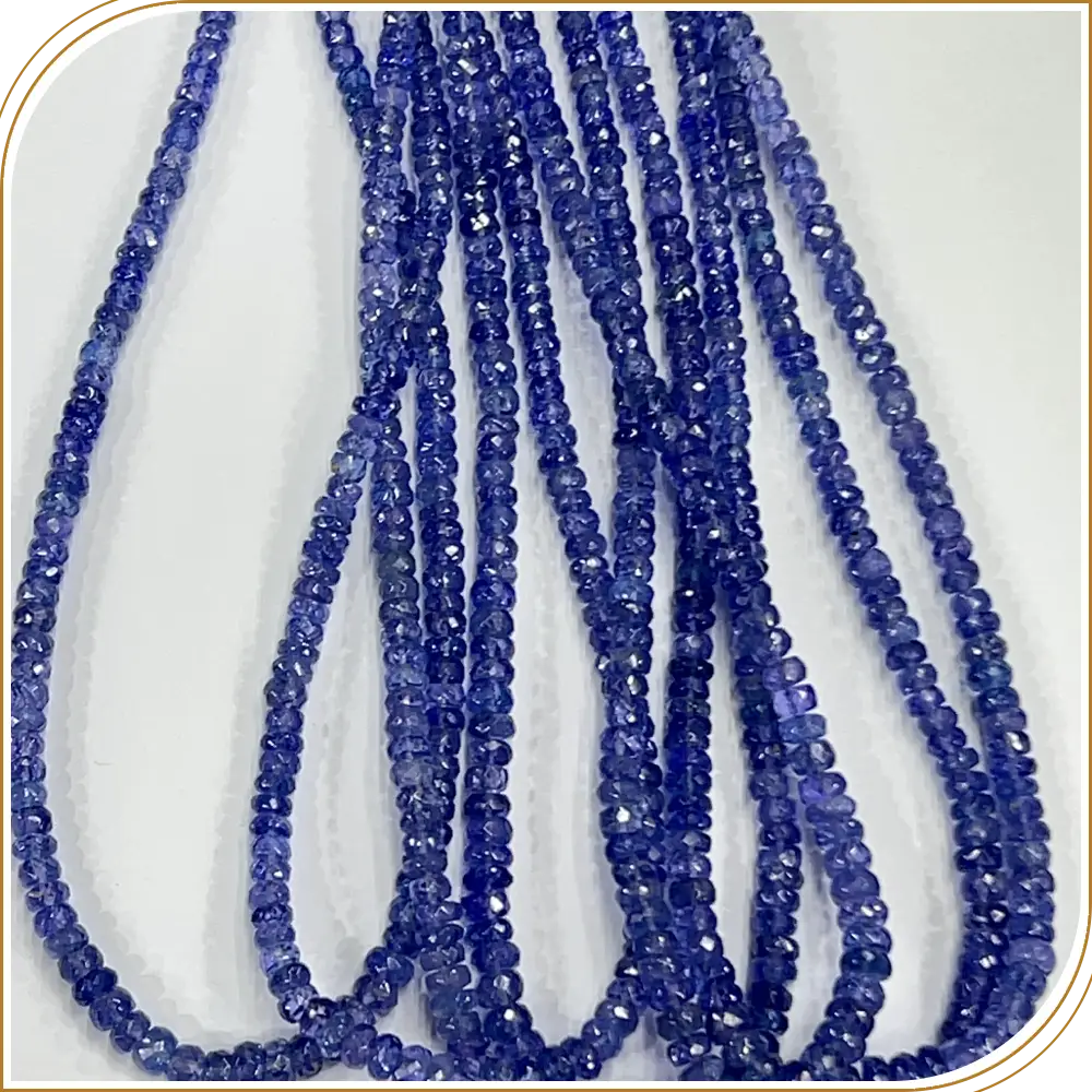 Natural Blue Tanzanite Loose Gemstone Faceted Rondelle Beads Size 4mm to 5.5mm 17 Inches Strand