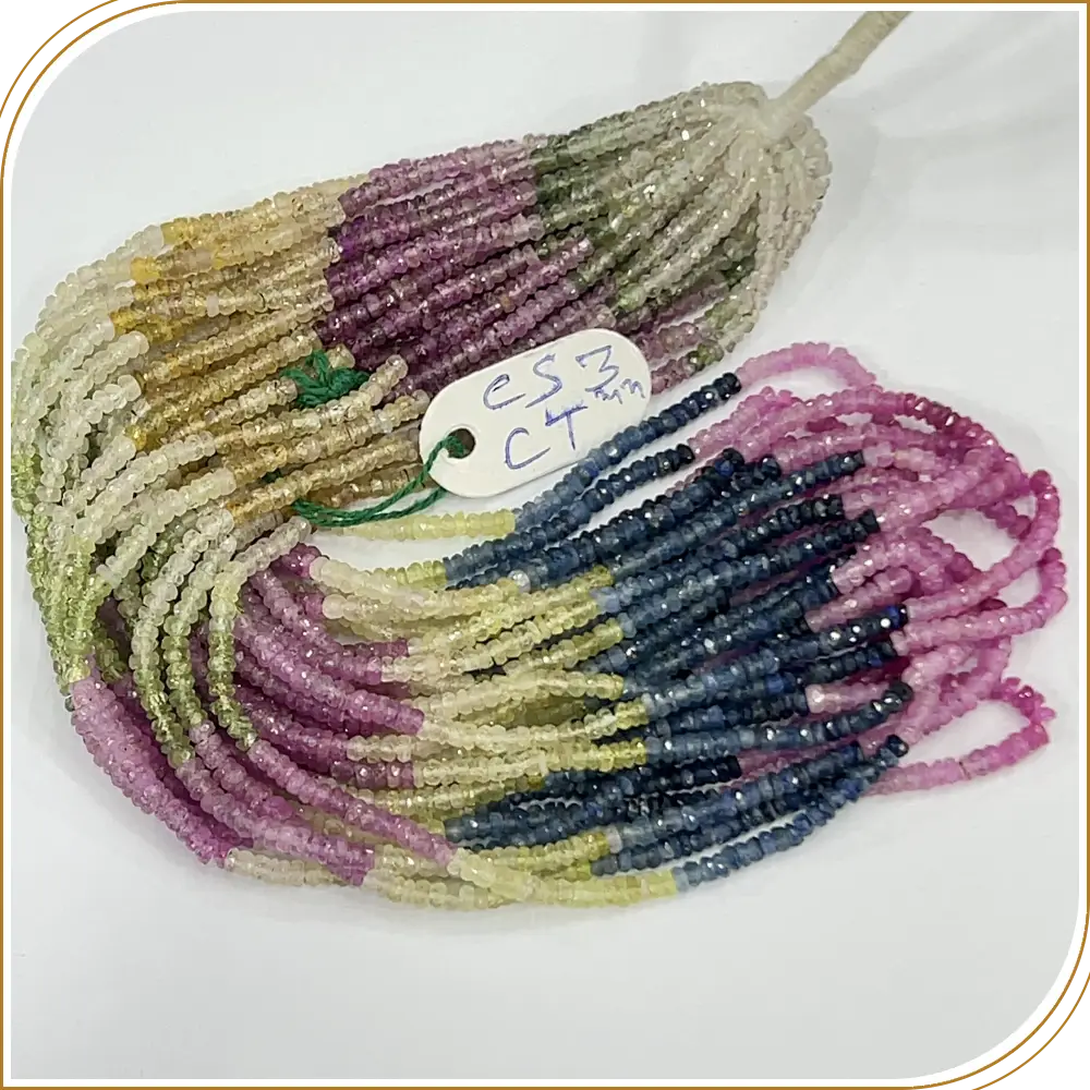 Natural Multi Sapphire Faceted Rondelle Beads Size 3mm 14 Inches Strand