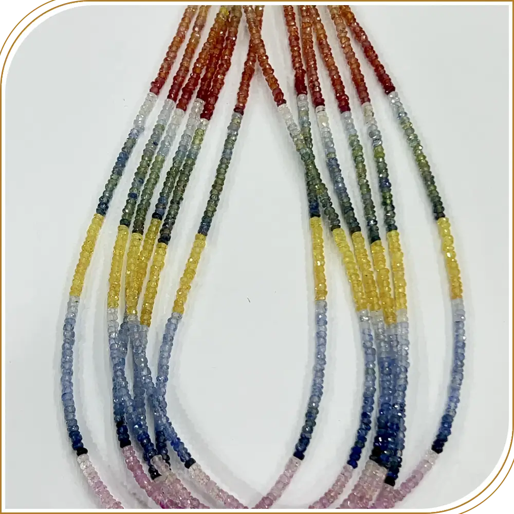 Natural Multi Sapphire Micro Faceted Rondelle Beads Size 3mm 14 Inches Strand