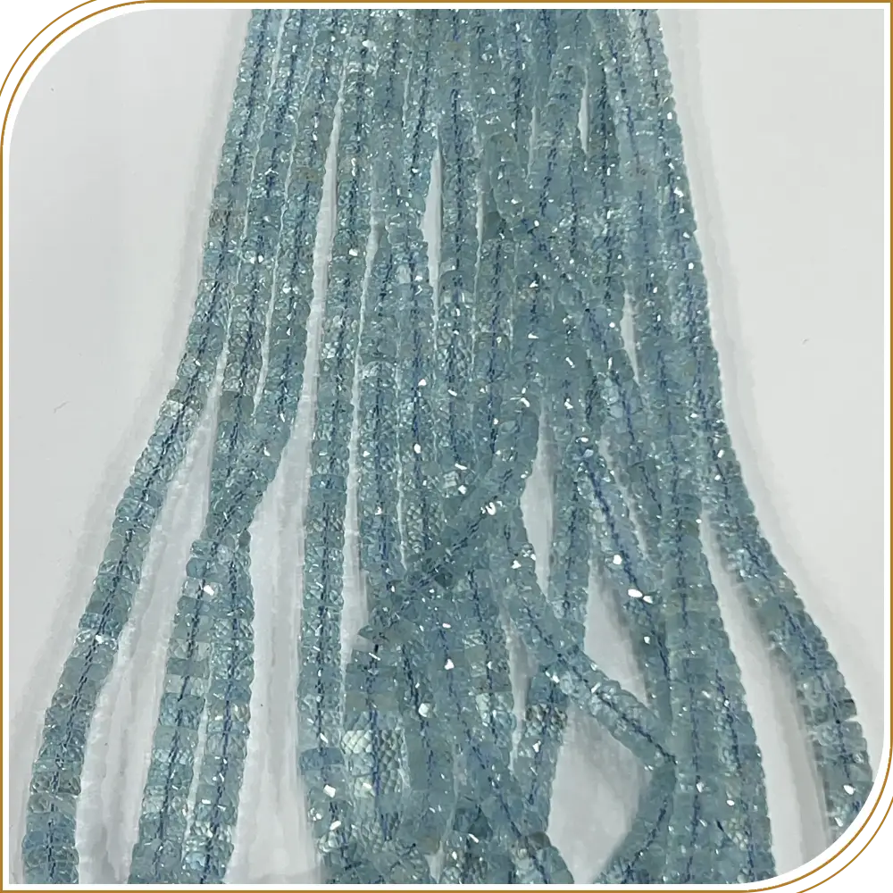Natural Super High Quality Aquamarine Faceted Heishi Tyre Shape  Beads Size 4mm to 6mm Approx 14 Inches Strand