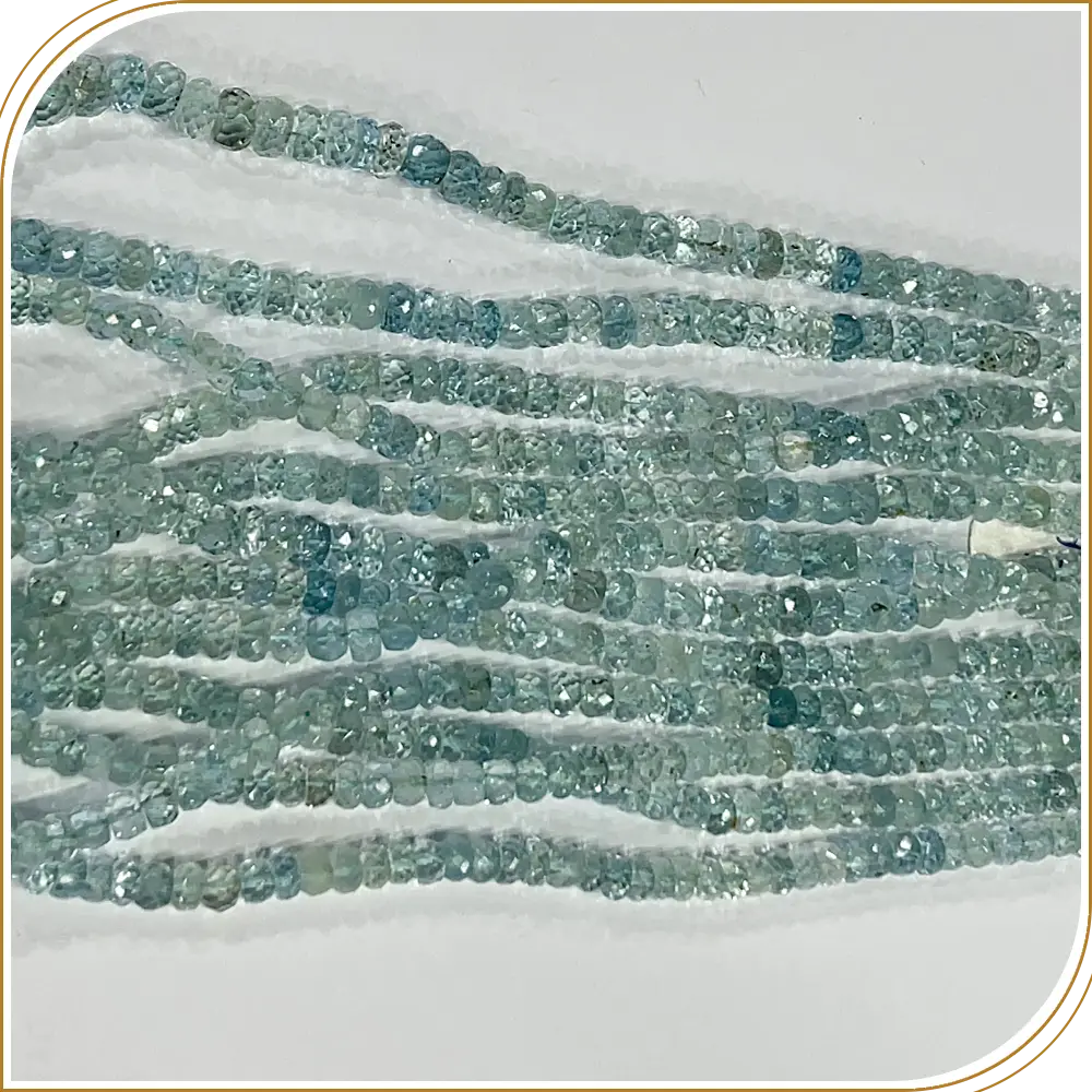 Natural Shaded Aquamarine Faceted Rondelle Beads Size 6mm to 7mm  Approx 14 Inches Strand