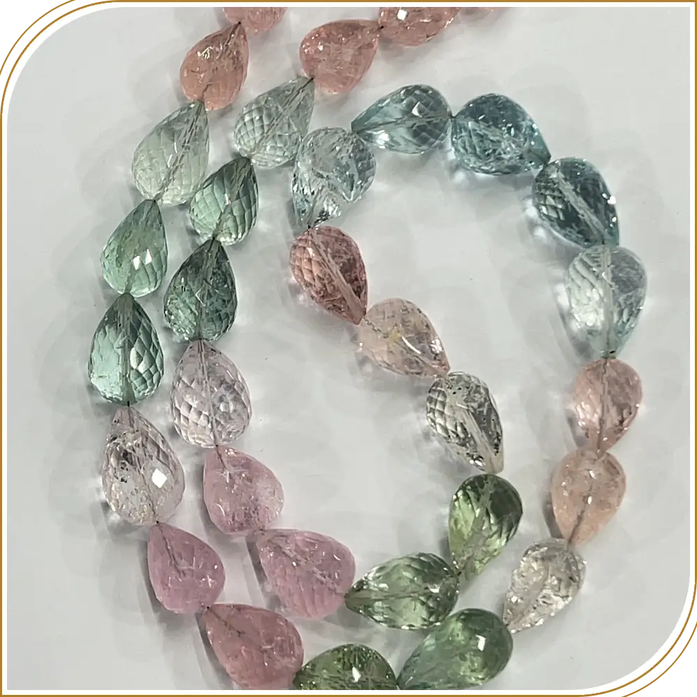 Natural Aquamarine Morganite Faceted Briolette Teardrops Big Size Beads Beads Size 13mm to 17mm Approx 17 Inches Strand