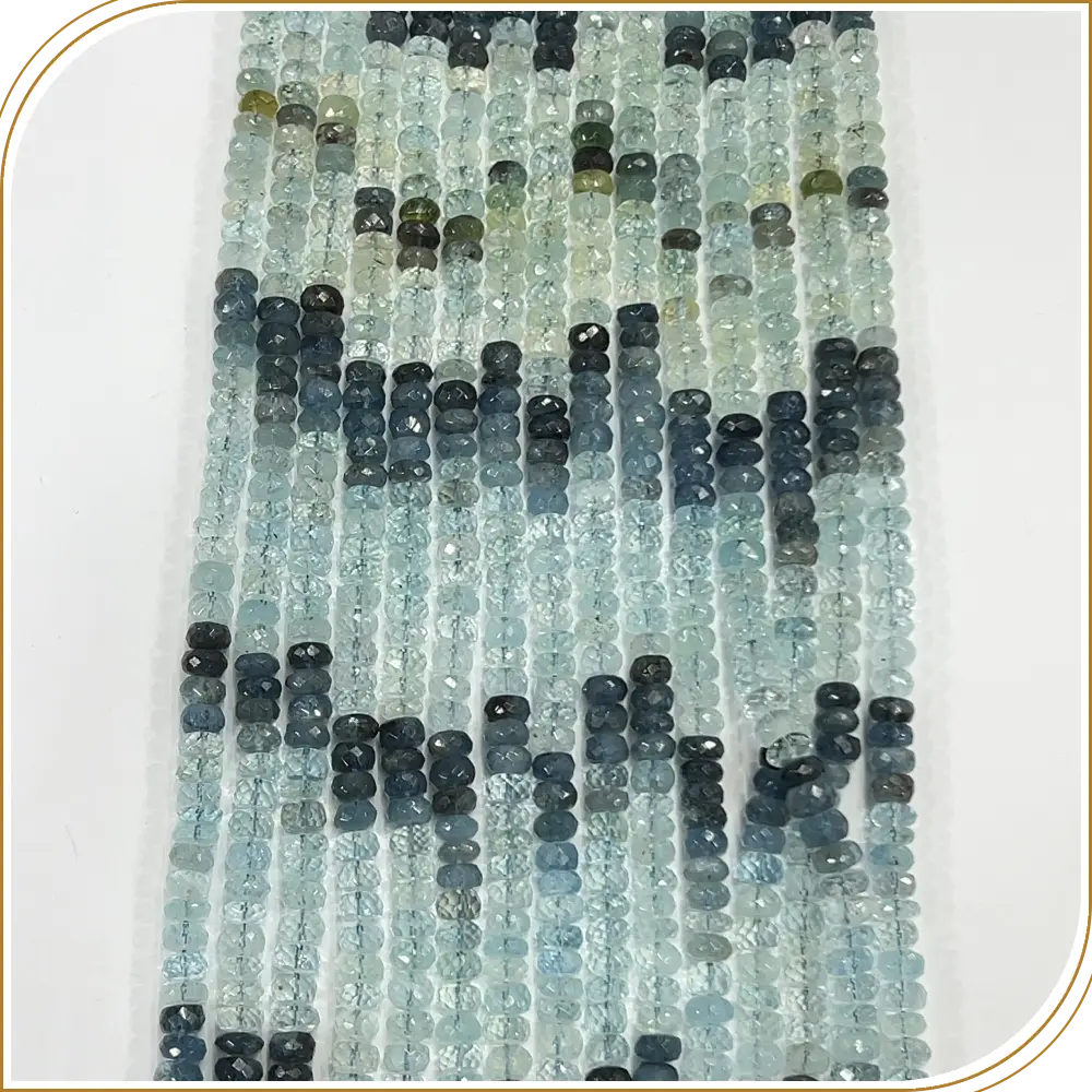 Natural Moss Aquamarine Faceted Rondelle Beads Size 6mm Approx 14 Inches Strand