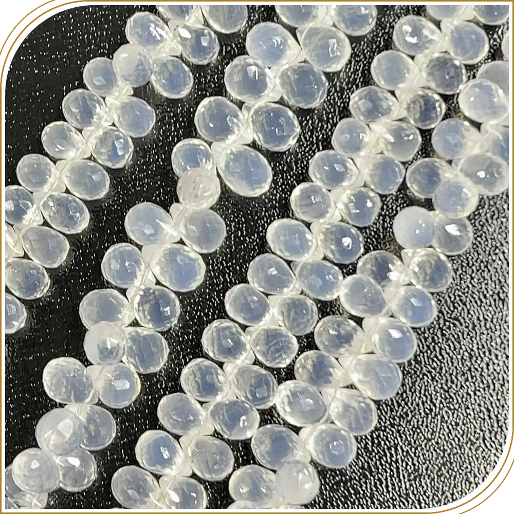 AAA High Quality Natural Ice Quartz Gemstone Faceted Briolette Teardrops 8 Inches Strand Size 5 to 6mm Approx