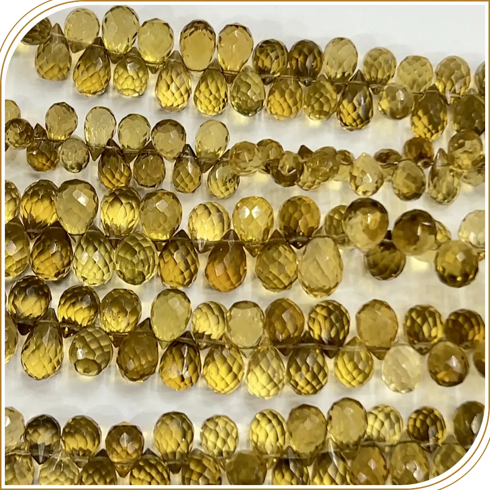 AAA High Quality Natural Beer Quartz Gemstone Faceted Briolette Teardrops 8 Inches Strand Size 5 to 6mm Approx