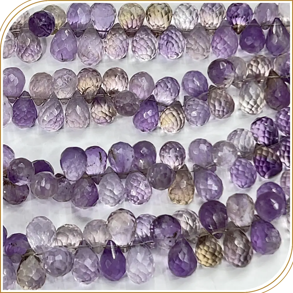 AAA High Quality Natural Ametrine Quartz Gemstone Faceted Briolette Teardrops 8 Inches Strand Size 5 to 6mm Approx
