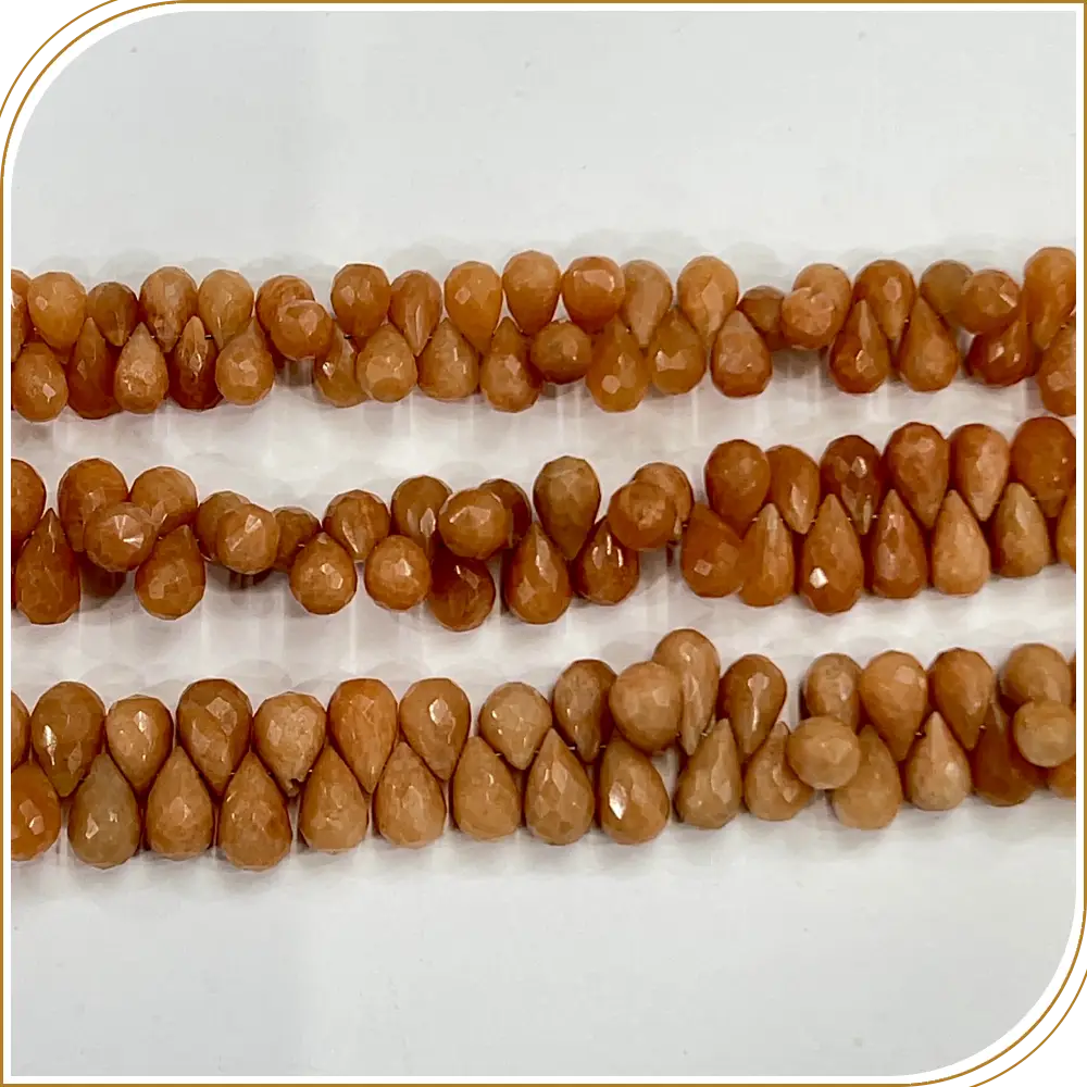 AAA High Quality Natural Orange Amazonite Gemstone Faceted Briolette Teardrops 8 Inches Strand Size 5 to 6mm Approx