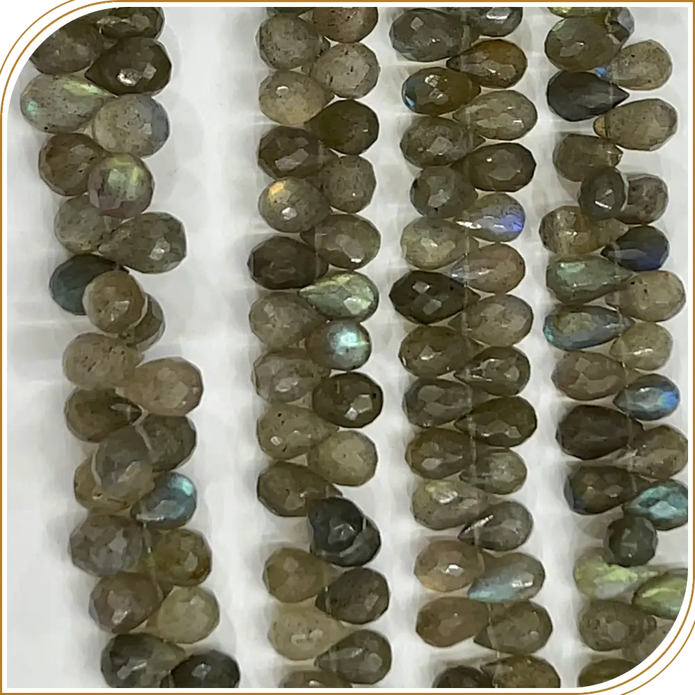 AAA High Quality Natural Multi Fire Labradorite Gemstone Faceted Briolette Teardrops 8 Inches Strand Size 5 to 6mm Approx