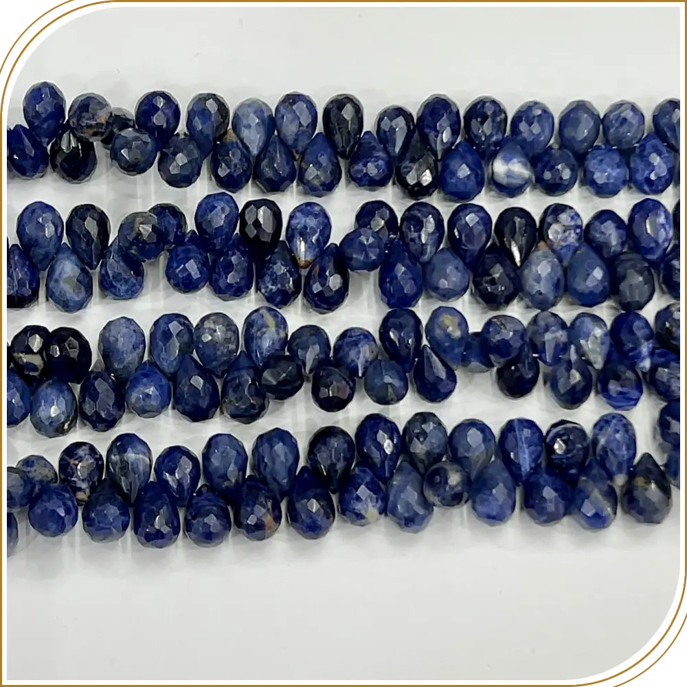 AAA High Quality Natural Blue Sodalite Gemstone Faceted Briolette Teardrops 8 Inches Strand Size 5 to 6mm Approx
