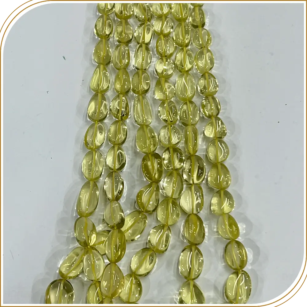 AAA High Quality Natural Lemon Quartz Loose Gemstone Smooth Nuggets Beads 8 Inches Strand Size 12to 15mm Approx
