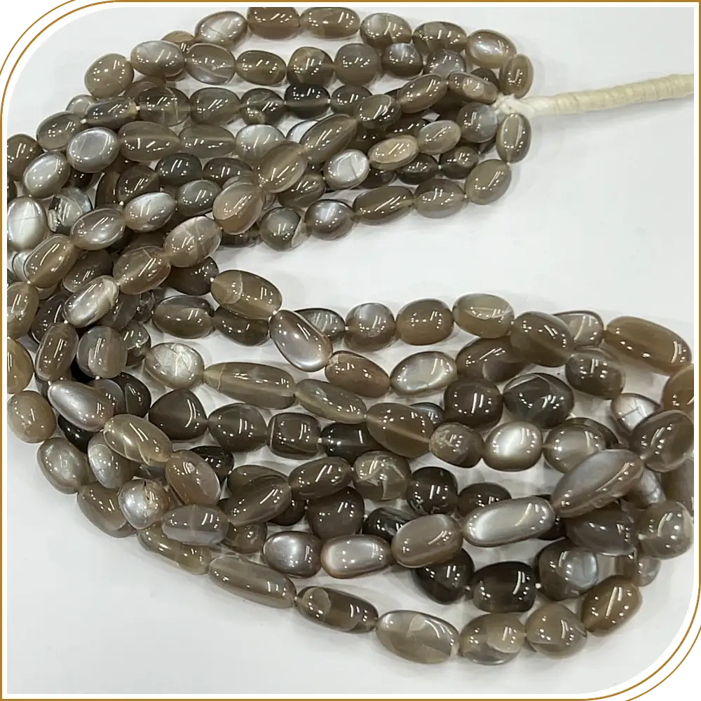 AAA High Quality Natural African Black Moonstone Loose Gemstone Smooth Nuggets Beads 8 Inches Strand Size 12to 15mm Approx