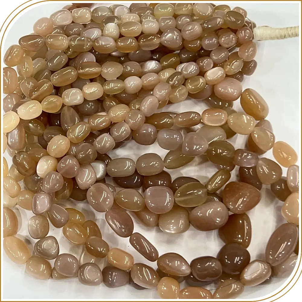 AAA High Quality Natural African Peach Moonstone Loose Gemstone Smooth Nuggets Beads 8 Inches Strand Size 12to 15mm Approx