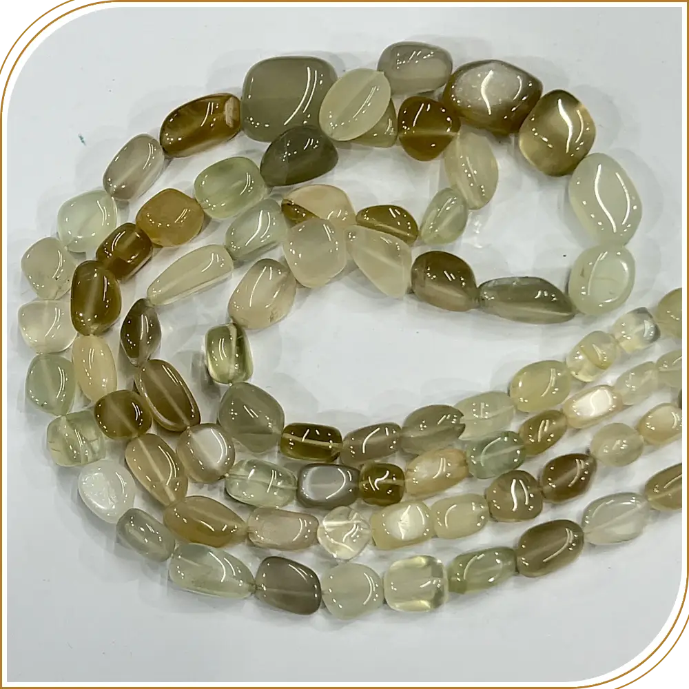 AAA High Quality Natural African Gray Moonstone Loose Gemstone Smooth Nuggets Beads 8 Inches Strand Size 12to 15mm Approx
