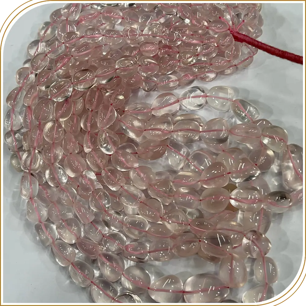 AAA High Quality Natural Brazilian Pink Rose Quartz Loose Gemstone Smooth Nuggets Beads 8 Inches Strand Size 12to 15mm Approx