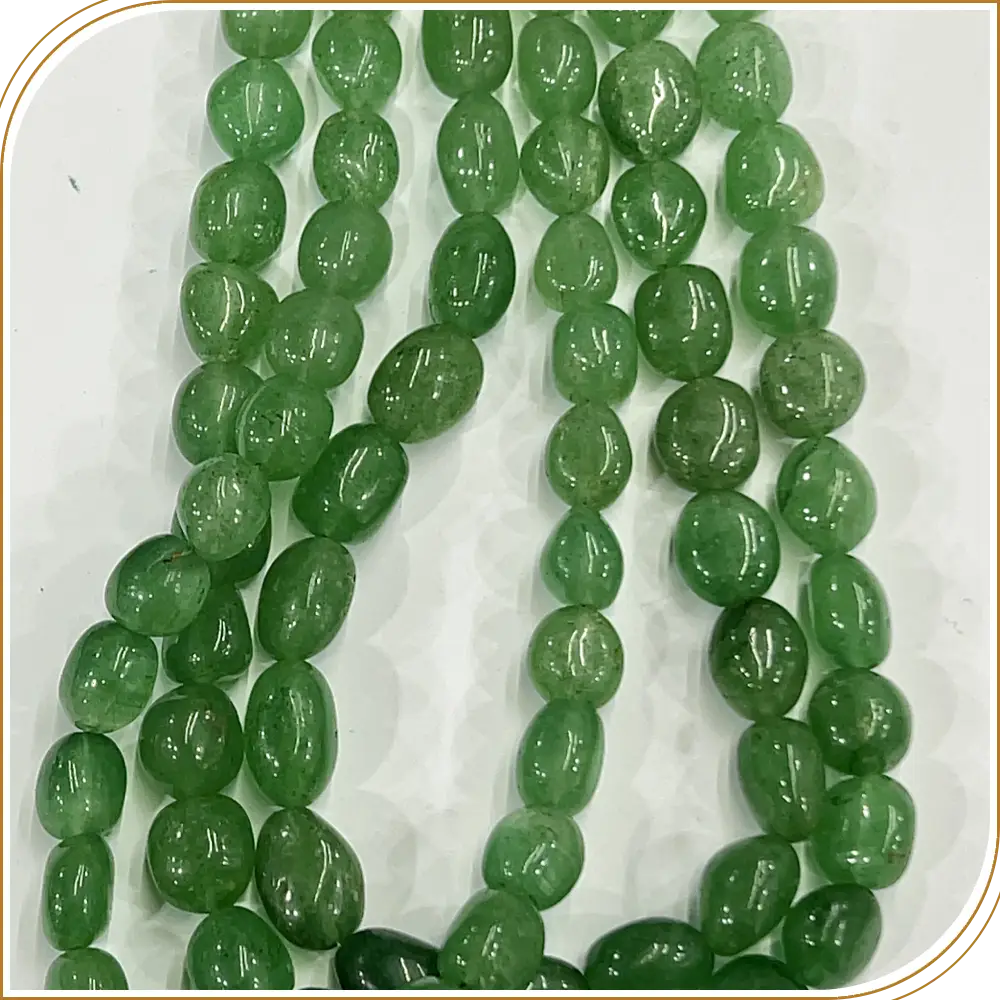 AAA High Quality Natural Green Avanturine Loose Gemstone Smooth Nuggets Beads 8 Inches Strand Size 12to 15mm Approx