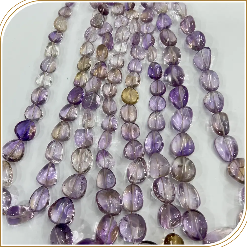 AAA High Quality Natural Ametrine Quartz Loose Gemstone Smooth Nuggets Beads 8 Inches Strand Size 12to 15mm Approx