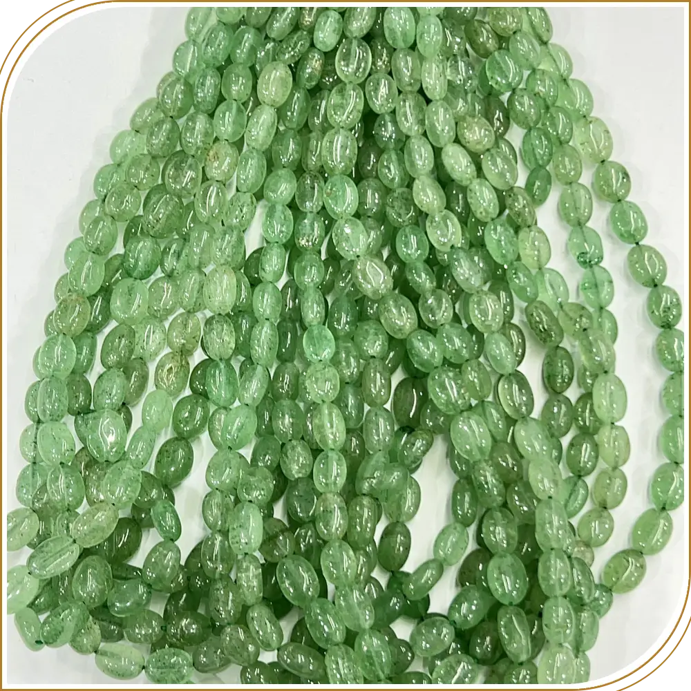 AAA High Quality Natural Green Strawberry Quartz Loose Gemstone Smooth Nuggets Beads 8 Inches Strand Size 12to 15mm Approx