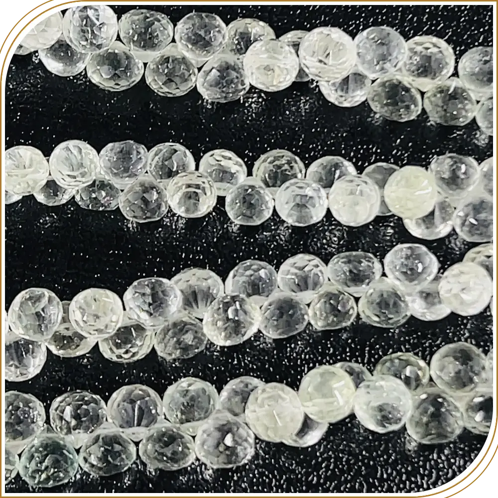 AAA High Quality Natural Crystal Quartz Gemstone Faceted Briolette Onion Drops Beads 8 Inches Strand Size 5 to 6mm Approx