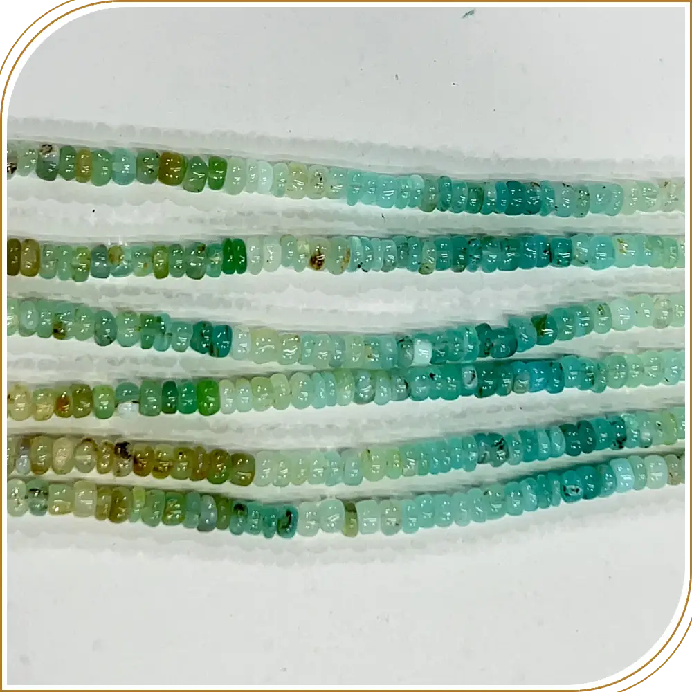 Natural Peruvian Blue Opal Smooth Rondelle Beads Size 5mm Approx 8 Inches Strand