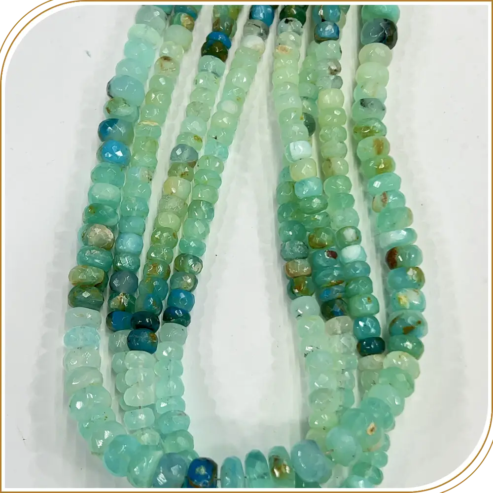 Natural Peruvian Blue Opal Faceted Rondelle Beads Size 6-6.5mm  Approx 8 Inches Strand