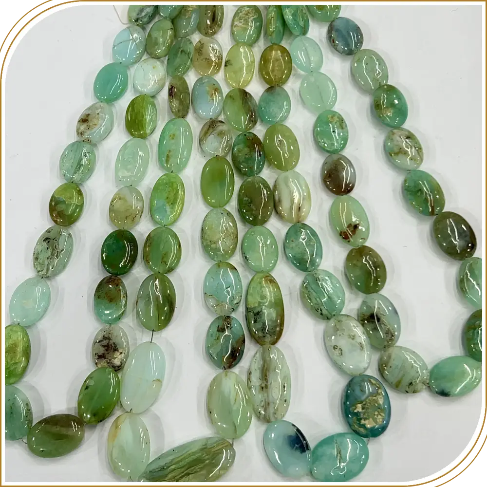 Natural Peruvian Blue Opal Smooth Oval Shape Beads Size 10x13 to 17x25mm 8 Inches Strand