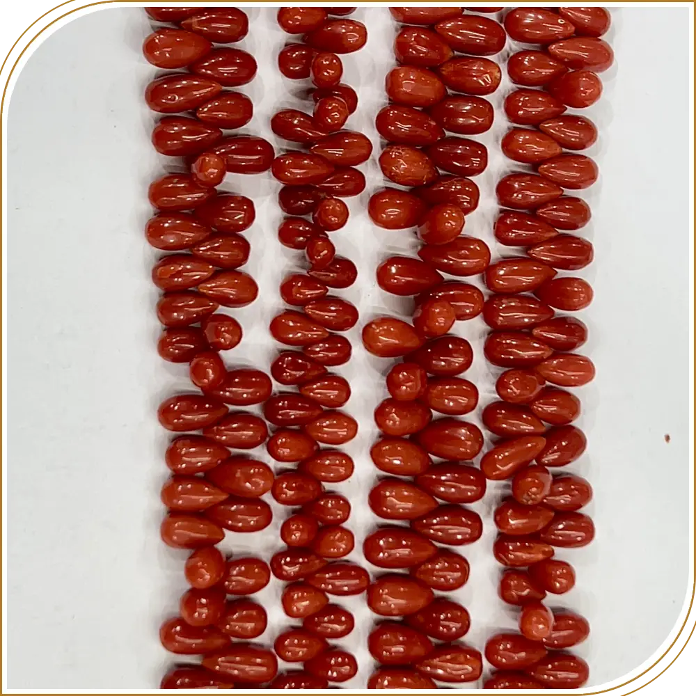 AAA Natural Red Italian Coral Smooth Briolette Teardrops Shape Beads Size 10-12 Mm Approx 8 Inches Strand
