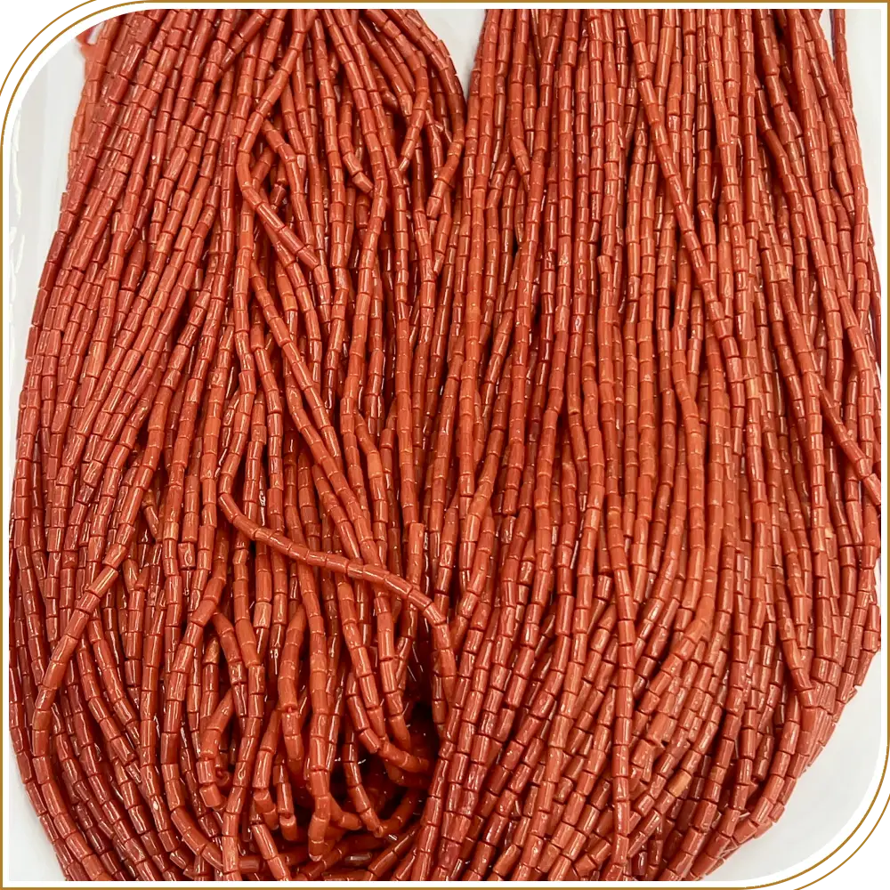 AAA Natural Red Italian Coral Smooth Cube Shape Beads Size 3x5mm Approx 20 Inches Strand