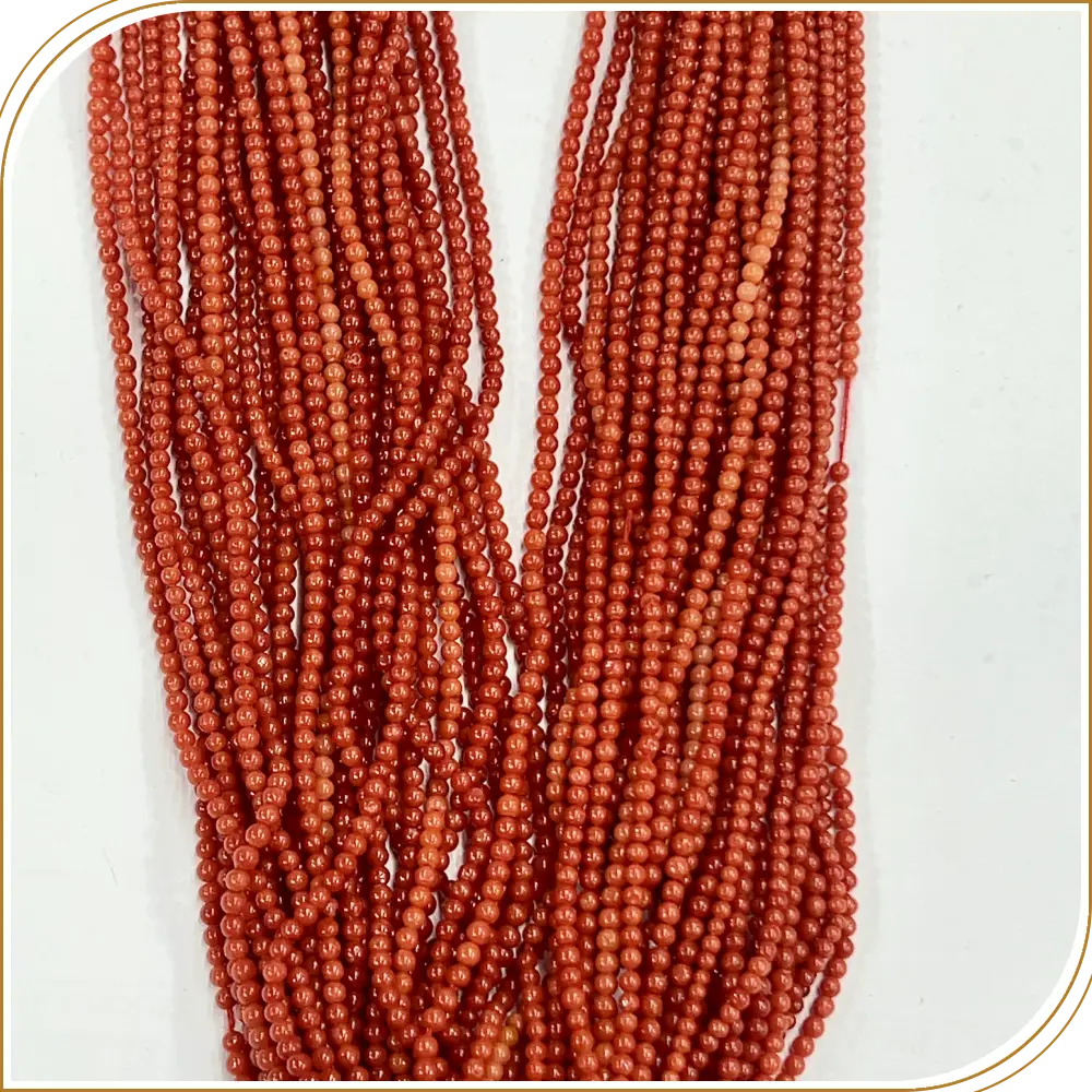 AAA Natural Red Italian Coral Smooth Round Ball Beads Size 3.5mm Approx 20 Inches Strand