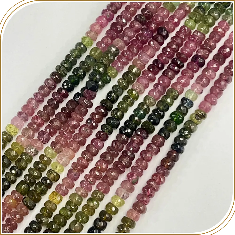 AAA Natural Multi Color Tourmaline Micro Faceted Beads Size 4mm 14 Inches Strand