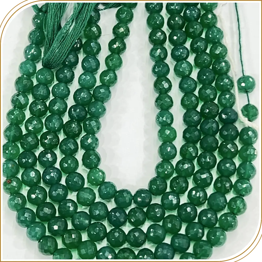 Aaa High Quality Natural Green Onyx Faceted Round Ball Shape Beads 7mm Approx 8 Inches Strand