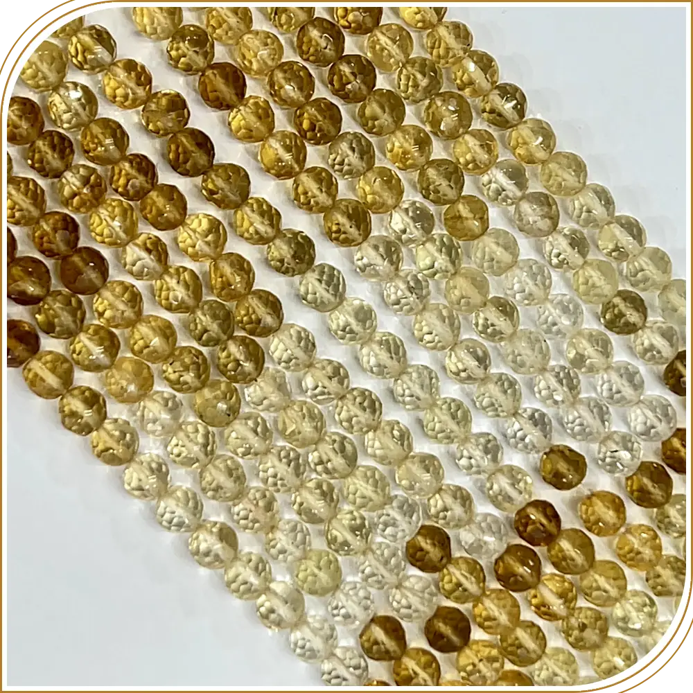 AAA High Quality Natural Shaded Citrine Quartz Faceted Round Ball Shape Beads 7mm Approx 8 Inches Strand Price