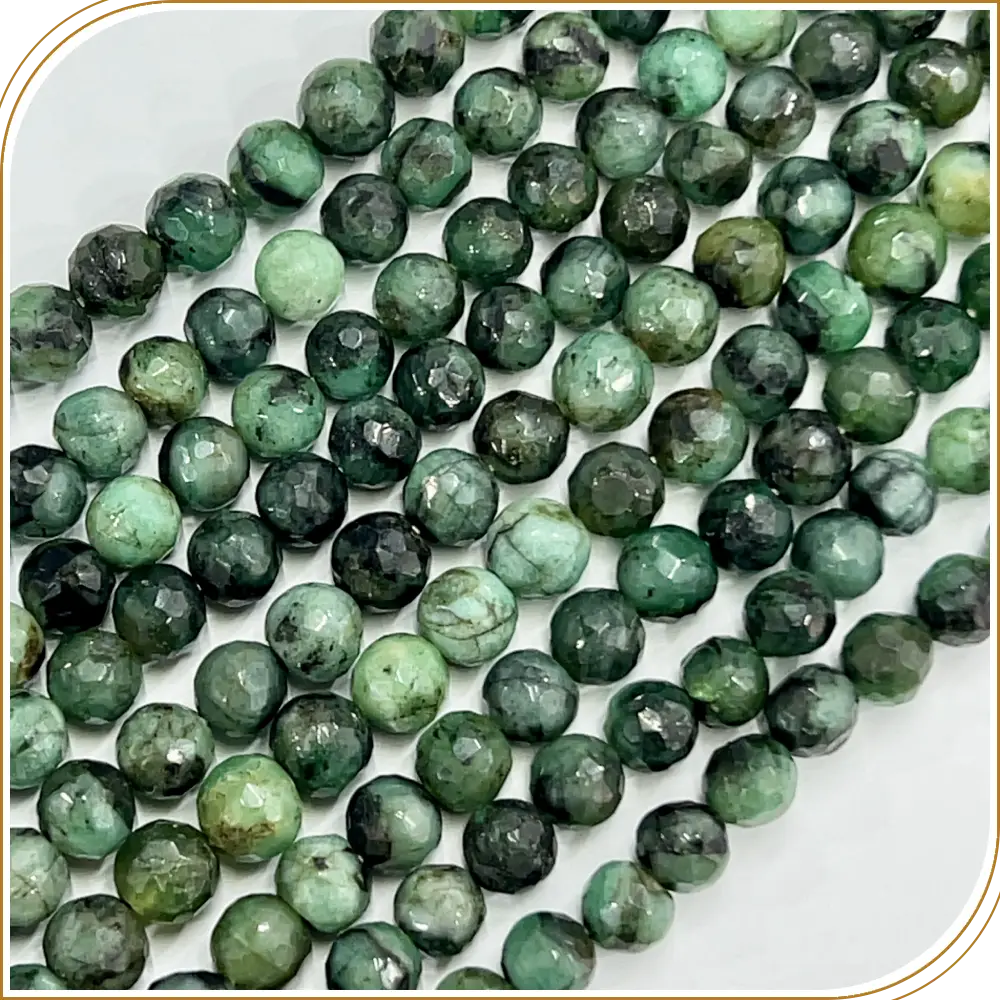 AAA High Quality Natural Emerald Faceted Round Ball Shape Beads 7mm Approx 8 Inches Strand