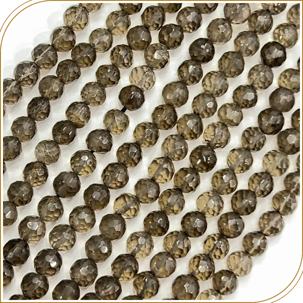 AAA High Quality Natural Smokey Quartz Faceted Round Ball Shape Beads 7mm Approx 8 Inches Strand