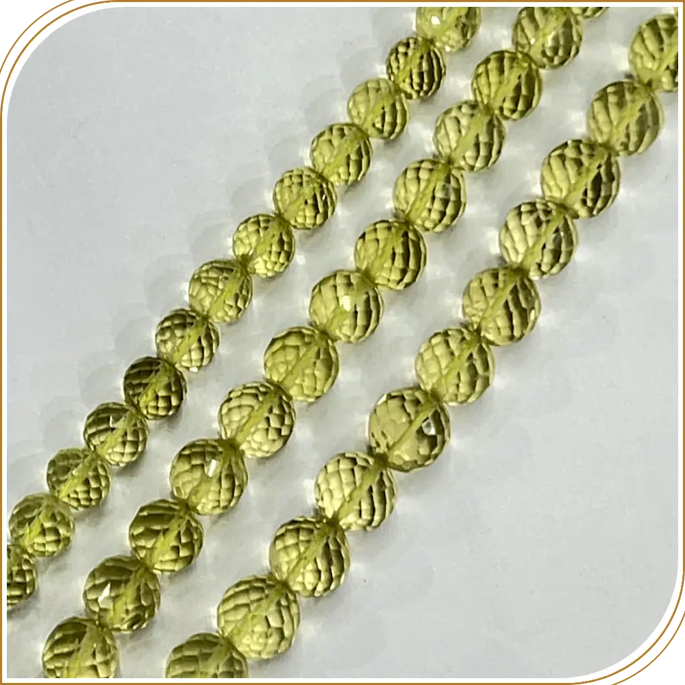 AAA High Quality Natural Lemon Quartz Faceted Round Ball Shape Beads 7mm Approx 8 Inches Strand