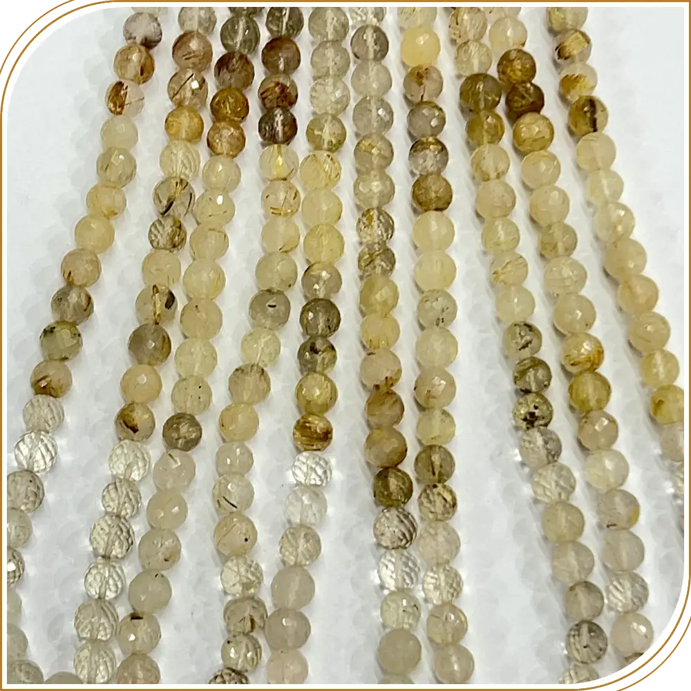 AAA High Quality Natural Shaded Golden Rutilated Quartz Faceted Round Ball Shape Beads 6mm to 6.5mm Approx 14 Inches Strand