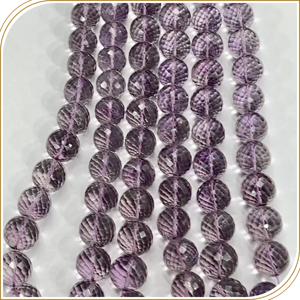 AAA High Quality Natural Deep Pink Amethyst Quartz Faceted Round Ball Shape Beads 14mm to 15mm Approx 8 Inches Strand