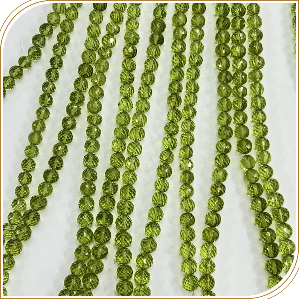 AAA High Quality Natural Green Peridot Gemstone Faceted Round Ball Shape Beads Size 5mm to 5.5mm Approx 14 Strand