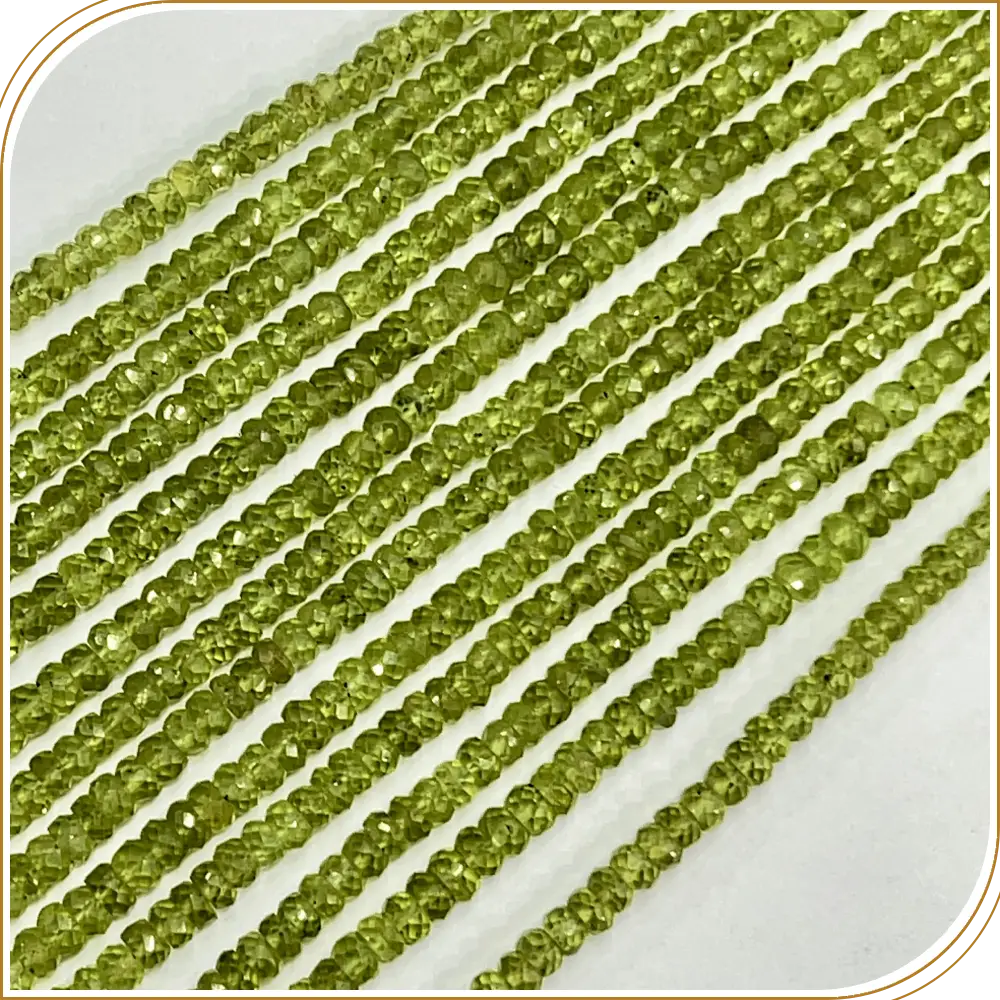 AAA High Quality Natural Green Peridot Gemstone Faceted Rondelle Shape Beads Size 4mm Approx 14 Strand