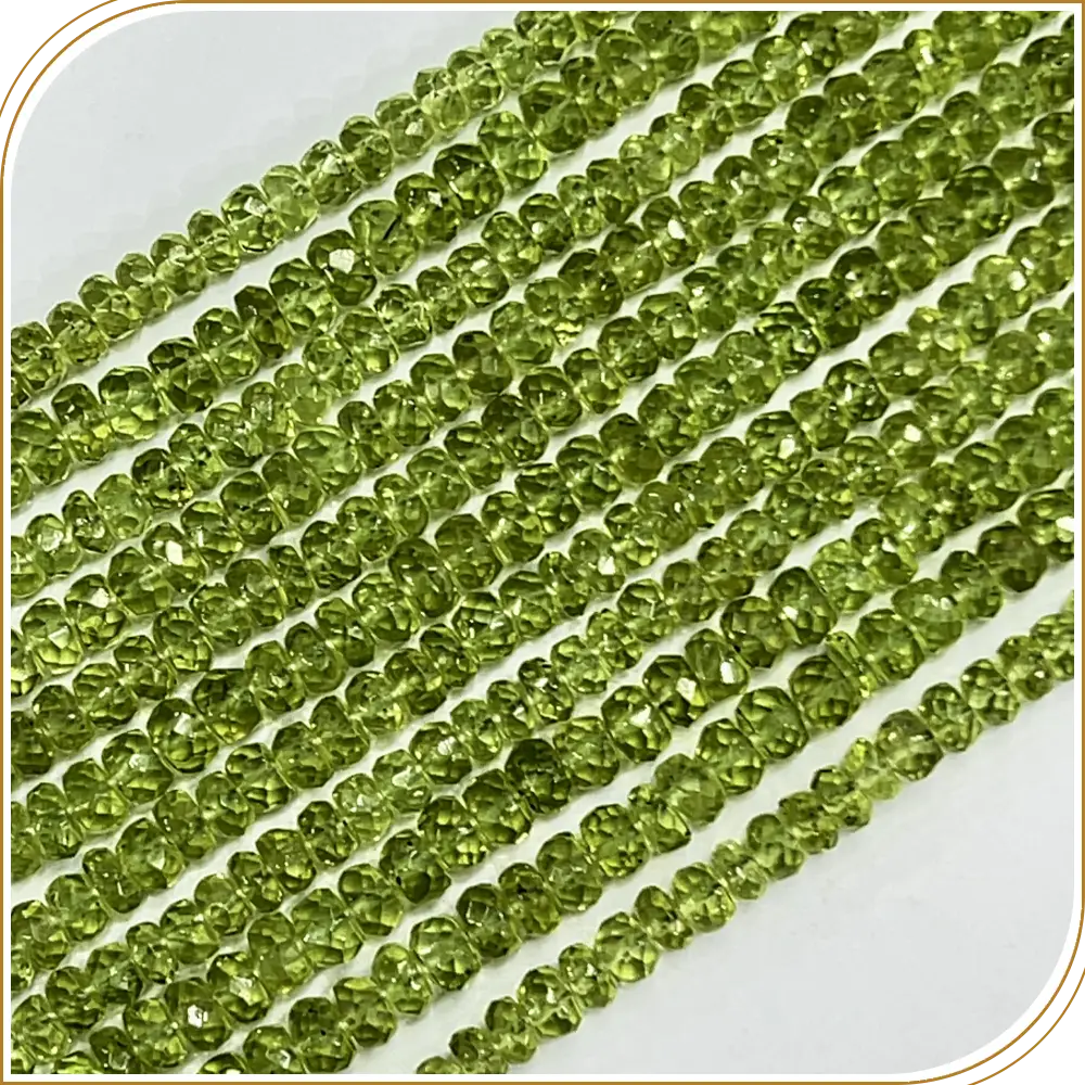 AAA High Quality Natural Green Peridot Gemstone Faceted Rondelle Shape Beads Size 5mm Approx 14 Strand