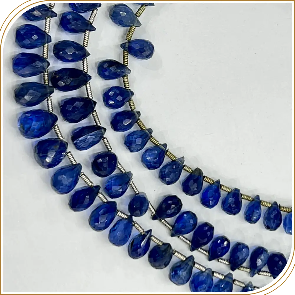 AAA High Quality Natural Deep Blue Kyanite Faceted Briolette Teardrops Shape Beads 4x6mm to 5x7mm Approx 8 Inches Strand