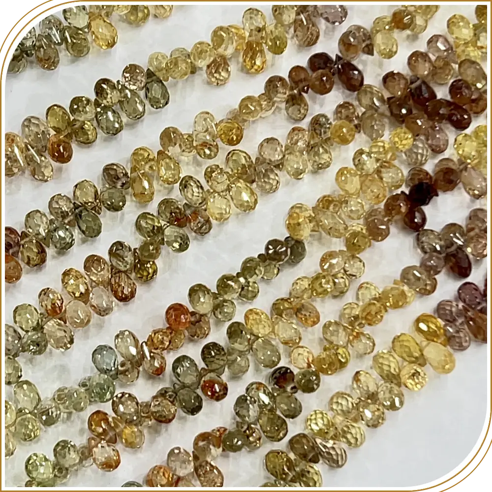 AAA High Quality Natural Zirconia From Earth Mined Faceted Briolette Teardrops Shape Briolette Beads 4x6mm to 5x7mm Approx 8 Inches