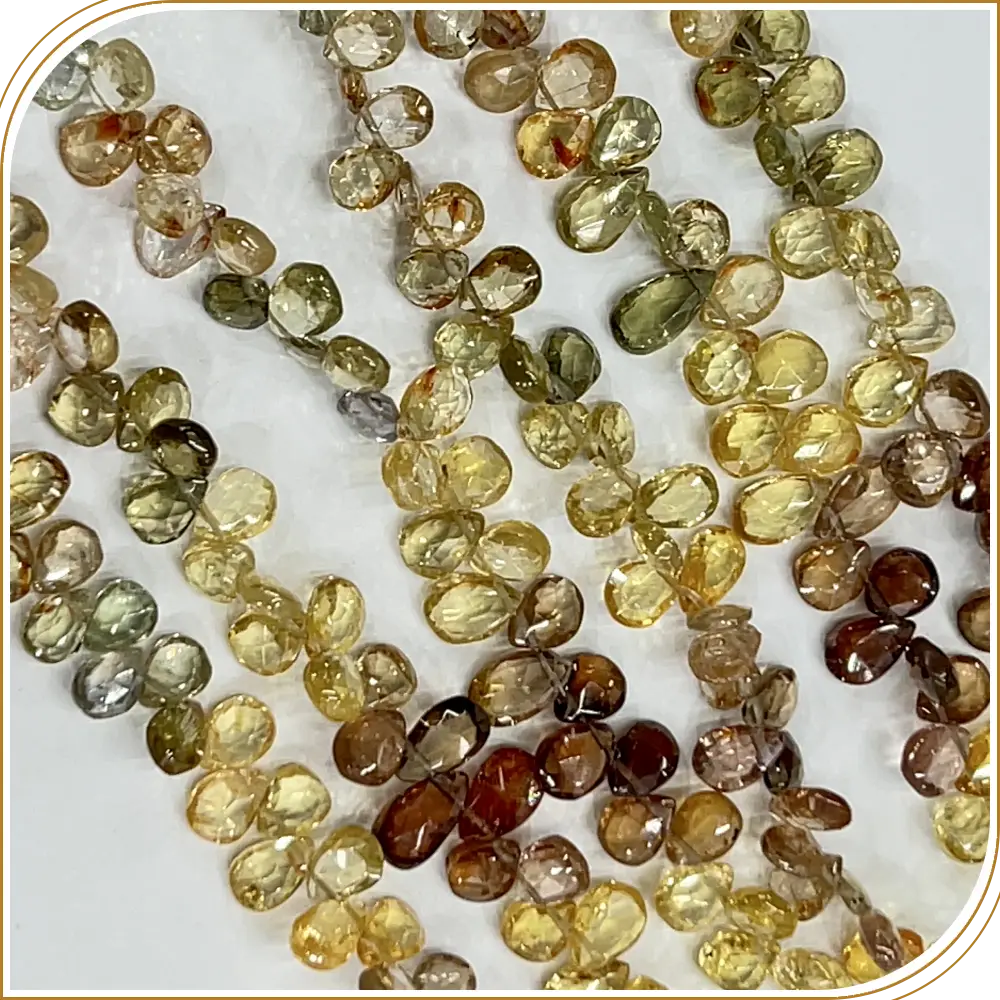 AAA High Quality Natural Zirconia From Earth Mined Faceted Briolette Peardrops Shape Briolette Beads 4x6mm to 5x7mm Approx 8 Inches Strand