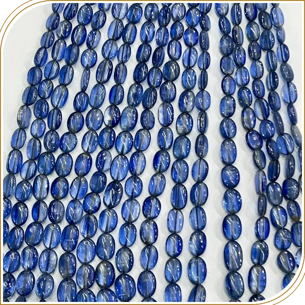 AAA High Quality Natural Blue Kyanite Smooth Oval Shape Beads 4x6mm to 5x7mm Approx 15 Inches Strand